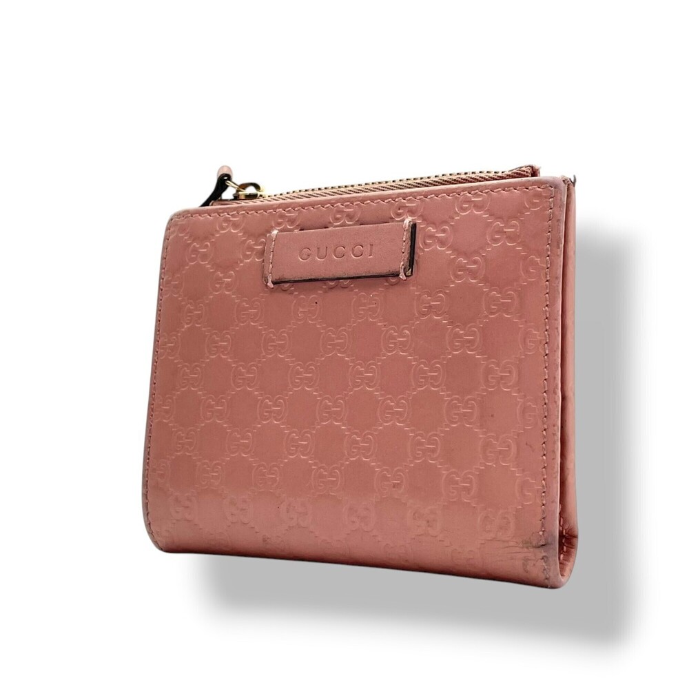 GUCCI Bi-fold Wallet, Microguccissima Leather, Light Pink, Compact Logo Plate...